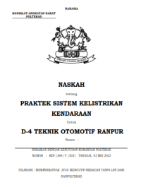 Image of E-Book Hanjar Praktek Sistem Kelistrikan Kendaraan Prodi Otoranpur