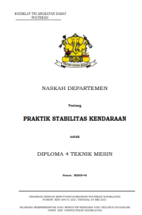 Image of E-Book Hanjar Praktek Stabilitas Kendaraan Prodi Otoranpur