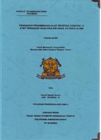 Image of Pengaruh Penambahan Alat Reverse Osmosis 12 Step Terhadap Kualitas Air Hasil Filtrasi Alami