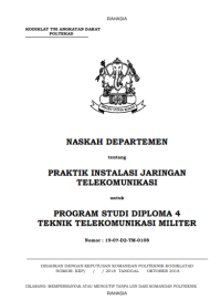 Image of E-Book Hanjar Praktik Instalasi Jaringan Telekomunikasi Prodi Telkommil