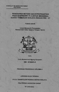 Image of Penerapan Metode Back Propagation Pada Raspberry PI 4.0 Untuk Mengenal Suara Tembakan Senjata Ringan SS2-V1