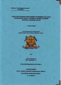 Image of Rancang Bangun Mekanisme Transmisi Dan Daya Penggerak Pada Automatic Bore Cleaner Ranpur TNI AD